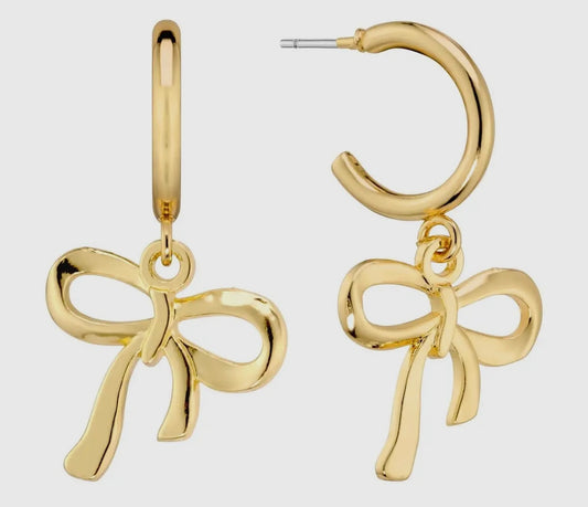 Gold bow hoop earring