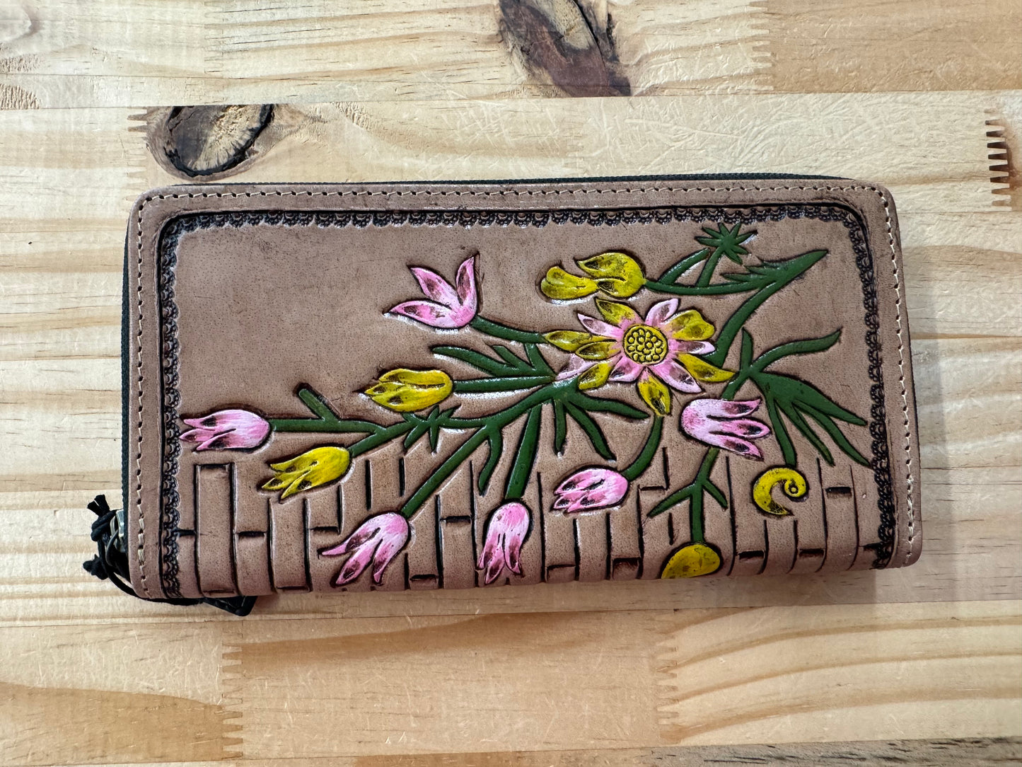 Floral leather wallet