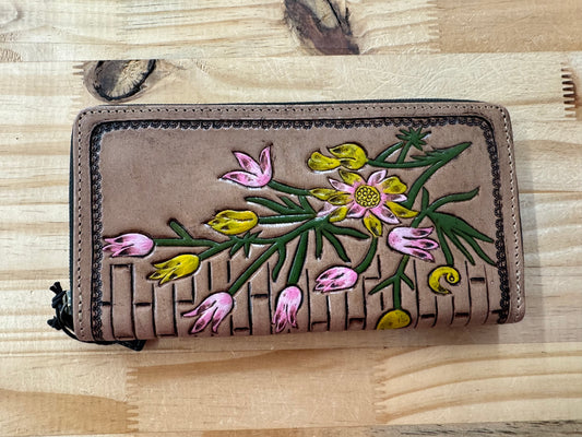 Floral leather wallet