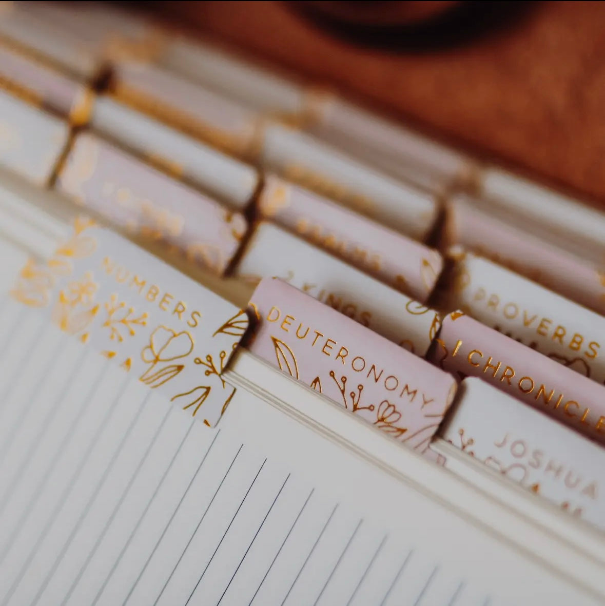 Dusty pink/gold foil Bible tabs