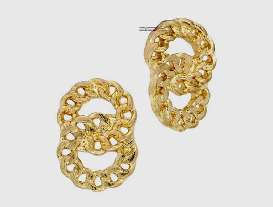 Gold circle link earring