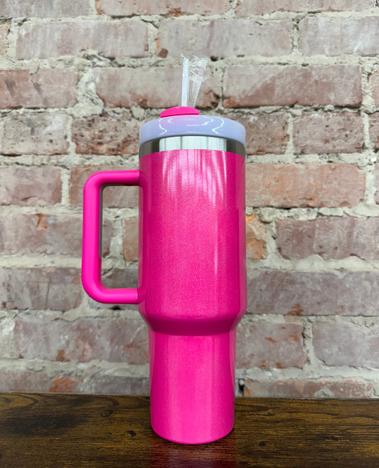 Hot pink glitter tumbler