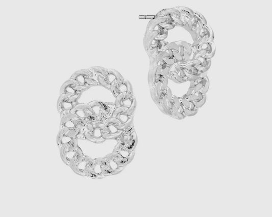 Silver circle link earring