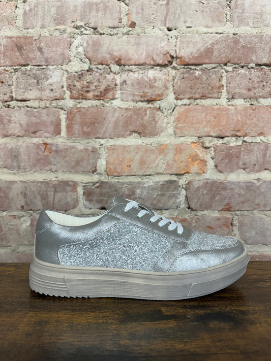 Silver glitter sneakers