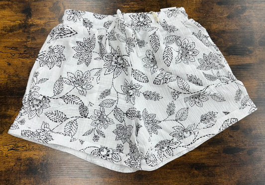 White Floral Shorts